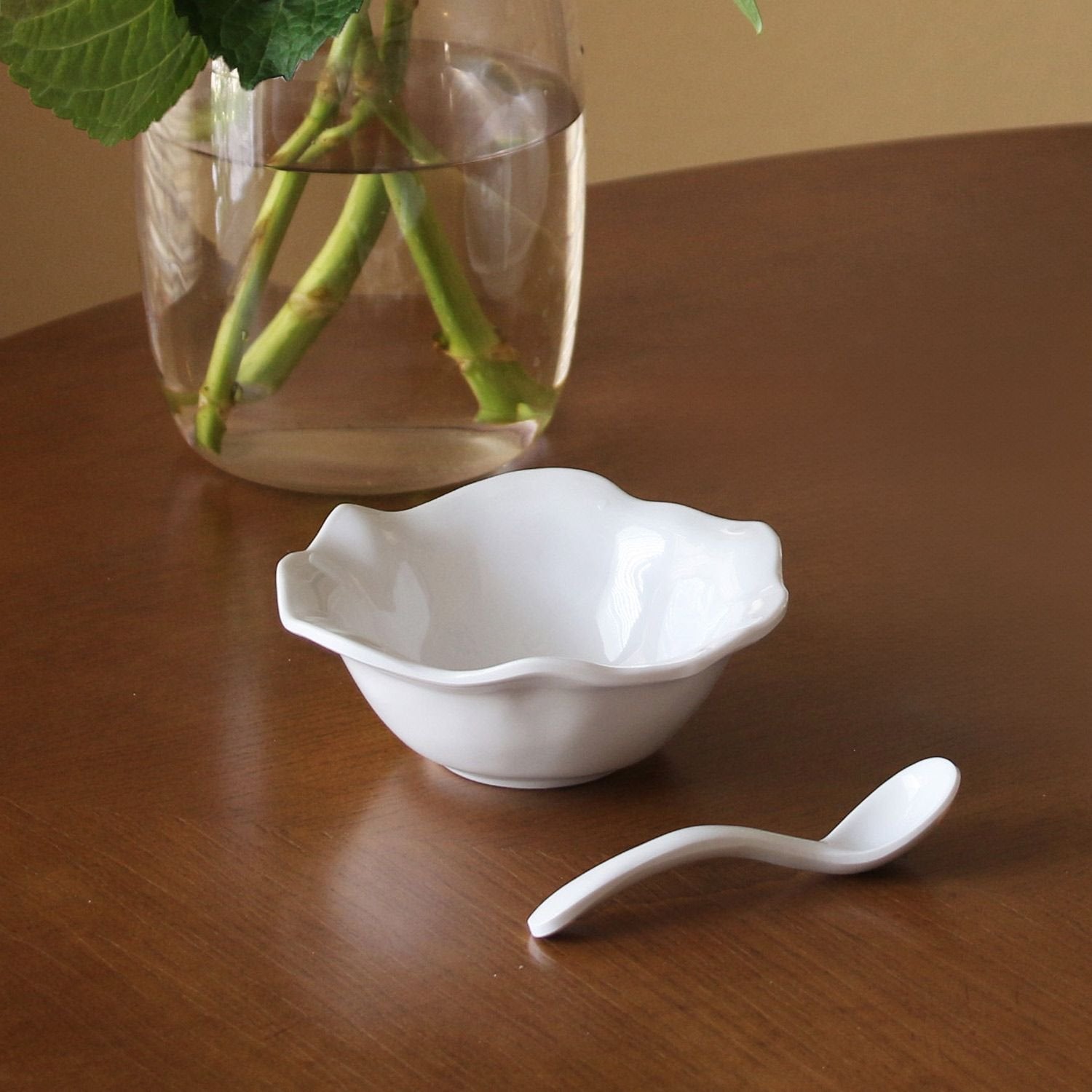 Beatriz Ball Mini Dip Bowl with Spoon White Melamine Havana