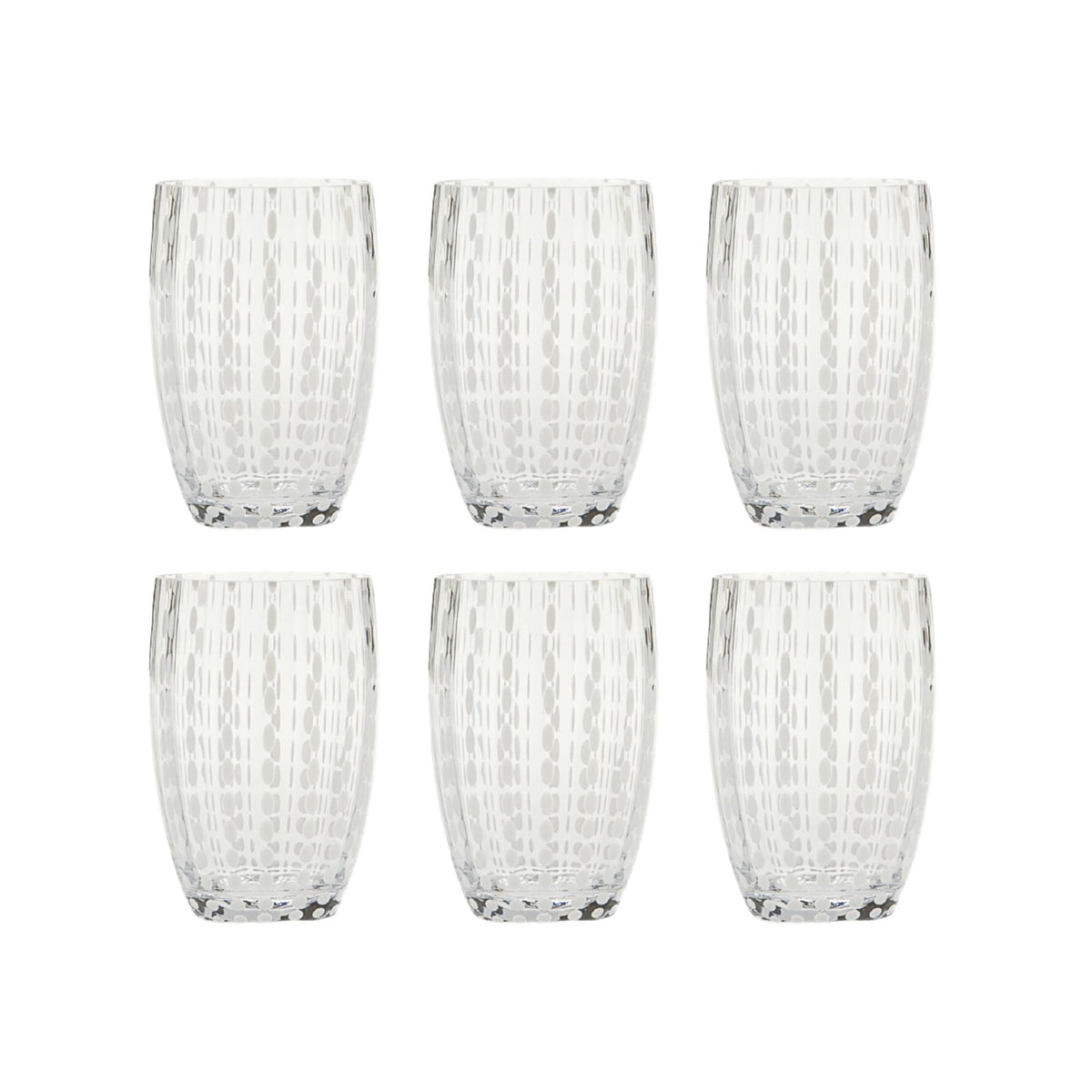 Perle Glass Beverage (16oz ) | Set of 6 | Clear