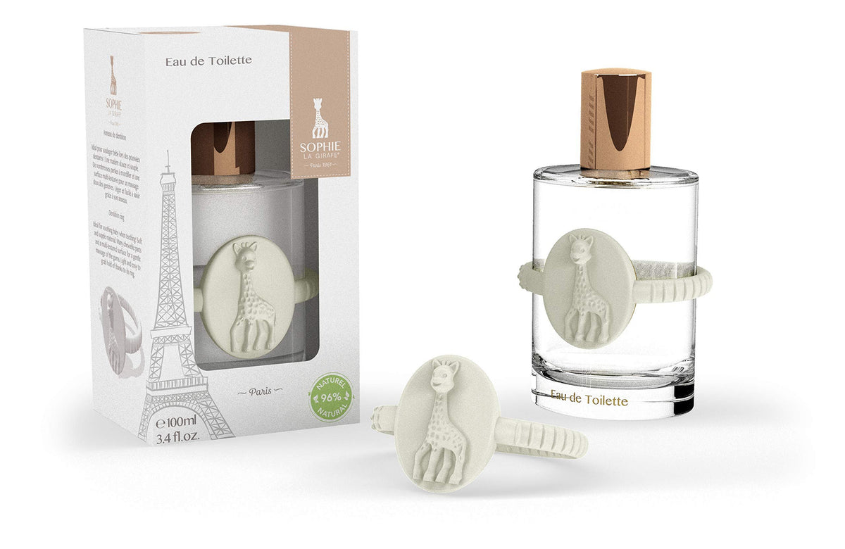 Sophie la Girafe Eau de Toilette 100ml – Gentle Fragrance for Mothers and Children (over 5 years) – 96% Natural Ingredients – Vegan – Made in France – With Soothing Teething Ring | Lemon Peach and Orange Blossom Scents