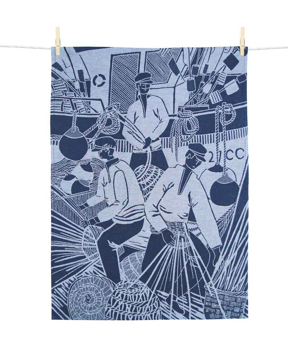 Moutet Tissage French Kitchen Tea Towel Jacquard Marins aux Paniers Sailors