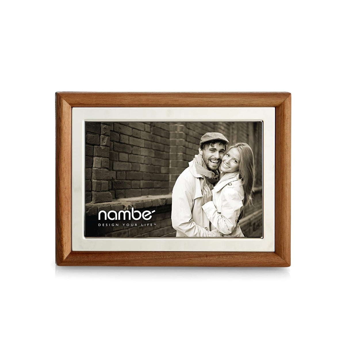 Nambé Hayden Picture Frame  | Silver Plate & Acacia Wood | 4x6
