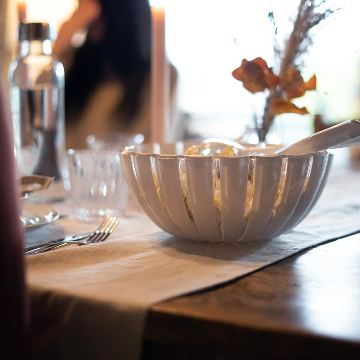 Guzzini Grace Serving Bowl (7.8"D), BPA-Free Acrylic Serveware Medium Grey | 100% Recycled Plastic Reusable