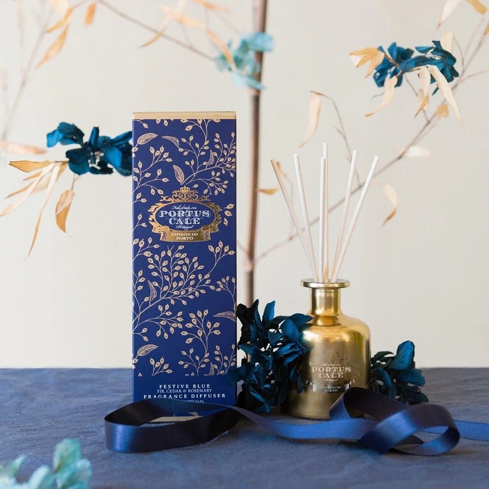 Portus Cale Festive Blue Diffuser | 100ml | Fir, Cedar & Rosemary