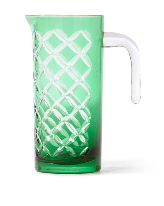 Pols Potten Cuttings Green Glass Pitcher – Designer Jug for Water, Lemonade & Cold Drinks