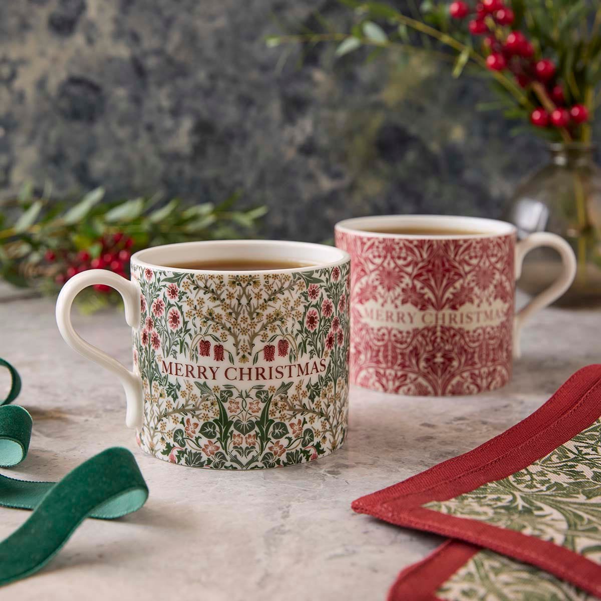 Spode Merry Christmas Morris & Co. Bluebell and Blackthorn Mug Set of 2
