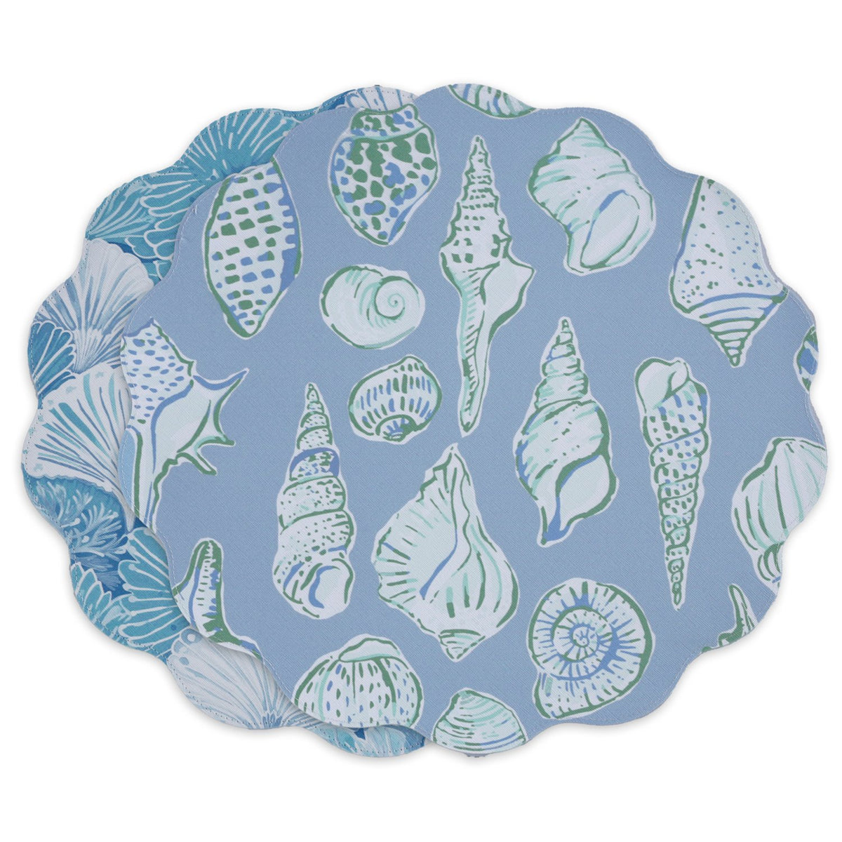 VIDA Shells & Scallops Round Placemats Reversible | Set of 4