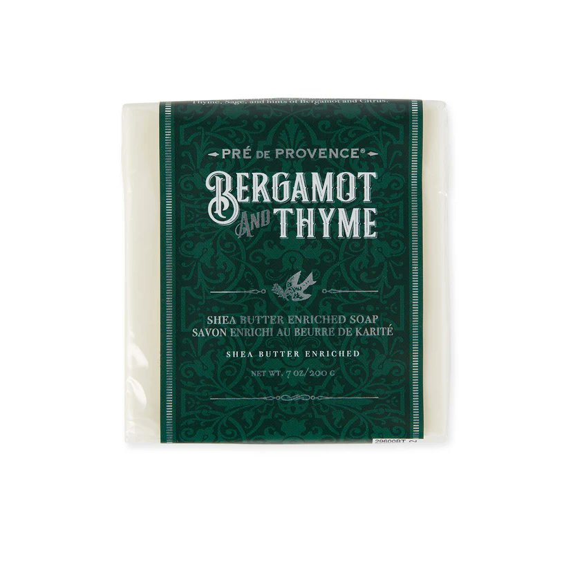 Pre de Provence Bergamot & Thyme Soap, herbaceous citrus fragrance