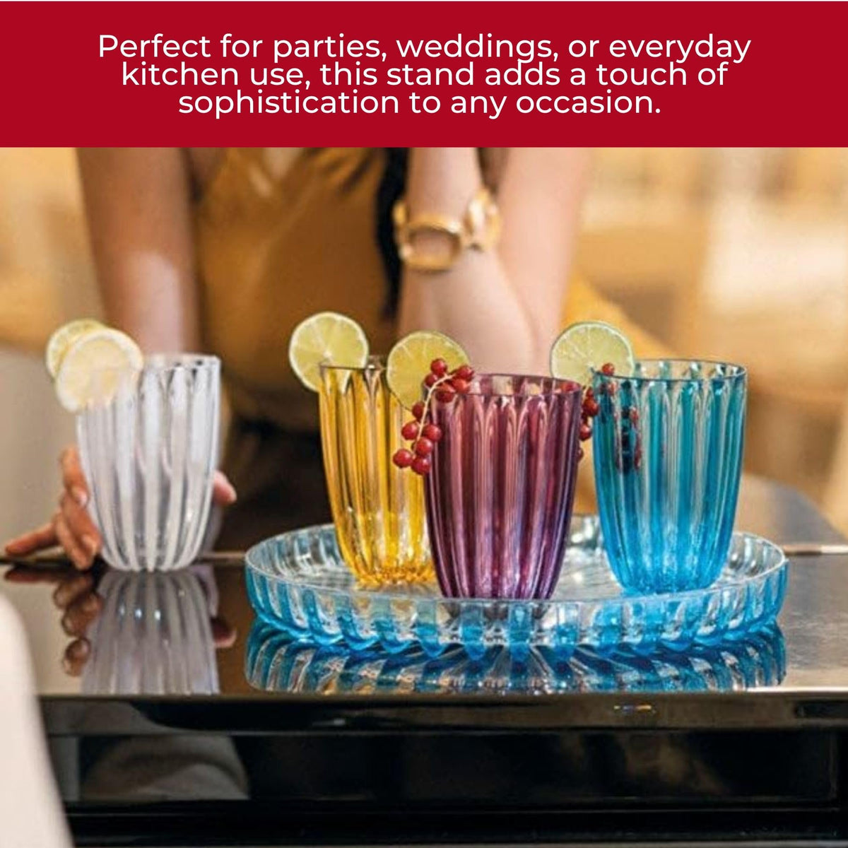 Guzzini Dolcevita Cake Stand (12") Mother of Pearl 100% Recycled Plastic Unbreakable Reusable BPA-Free