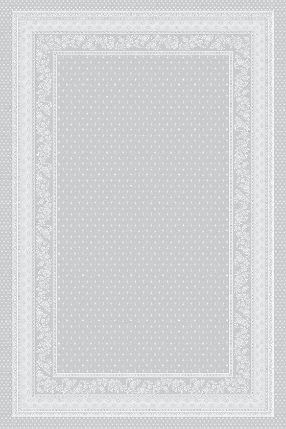 Jacquard Gray Rectangular Provencal Tablecloth | 63" x 138" | Easy Care Luxury French Linen