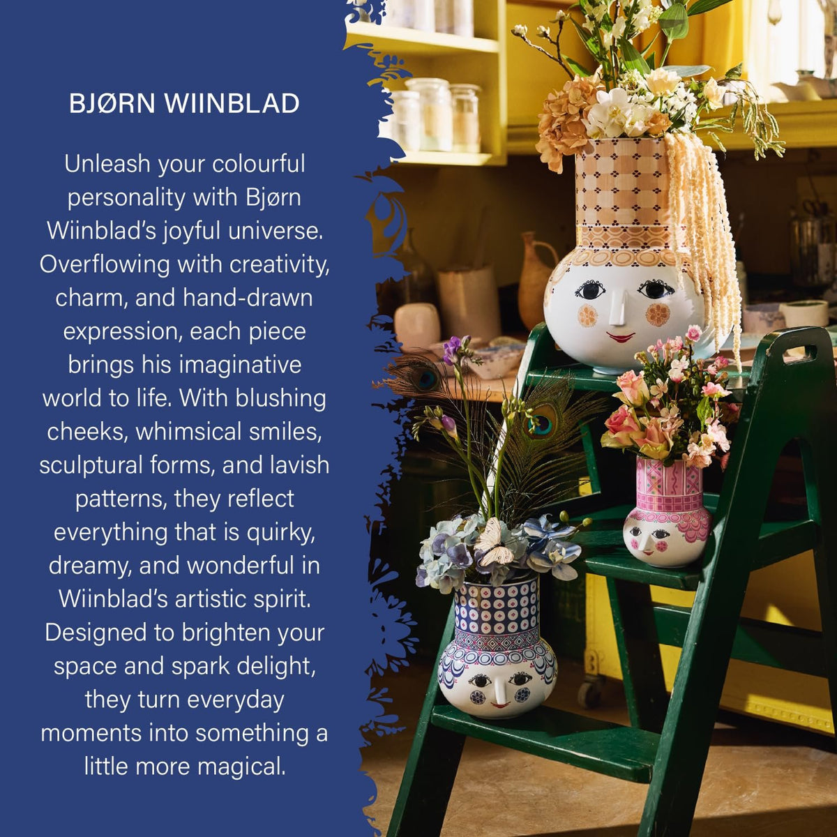 Bjørn Wiinblad Olga Porcelain Vase | Blue