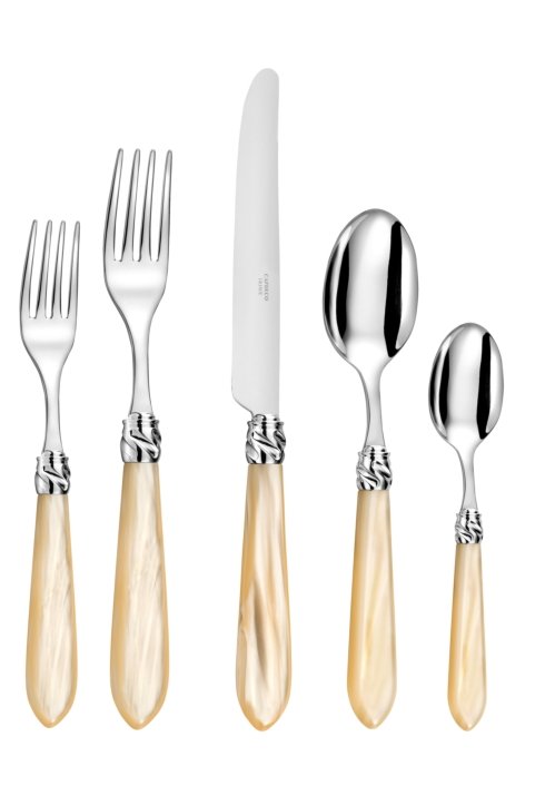Capdeco Diana Pearl 5-Piece Place Setting Luxury Stainless-Steel & Acrylic Handle  Flatware