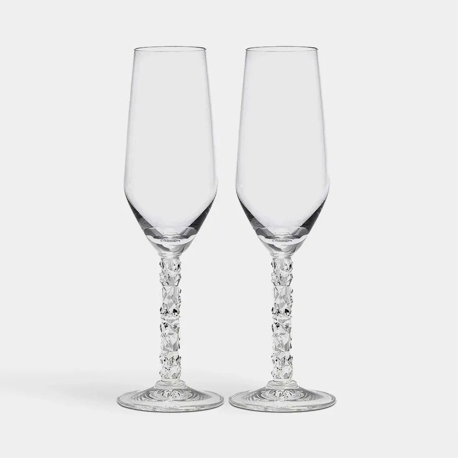 Orrefors Carat Champagne Glasses set of 2 in cut crystal