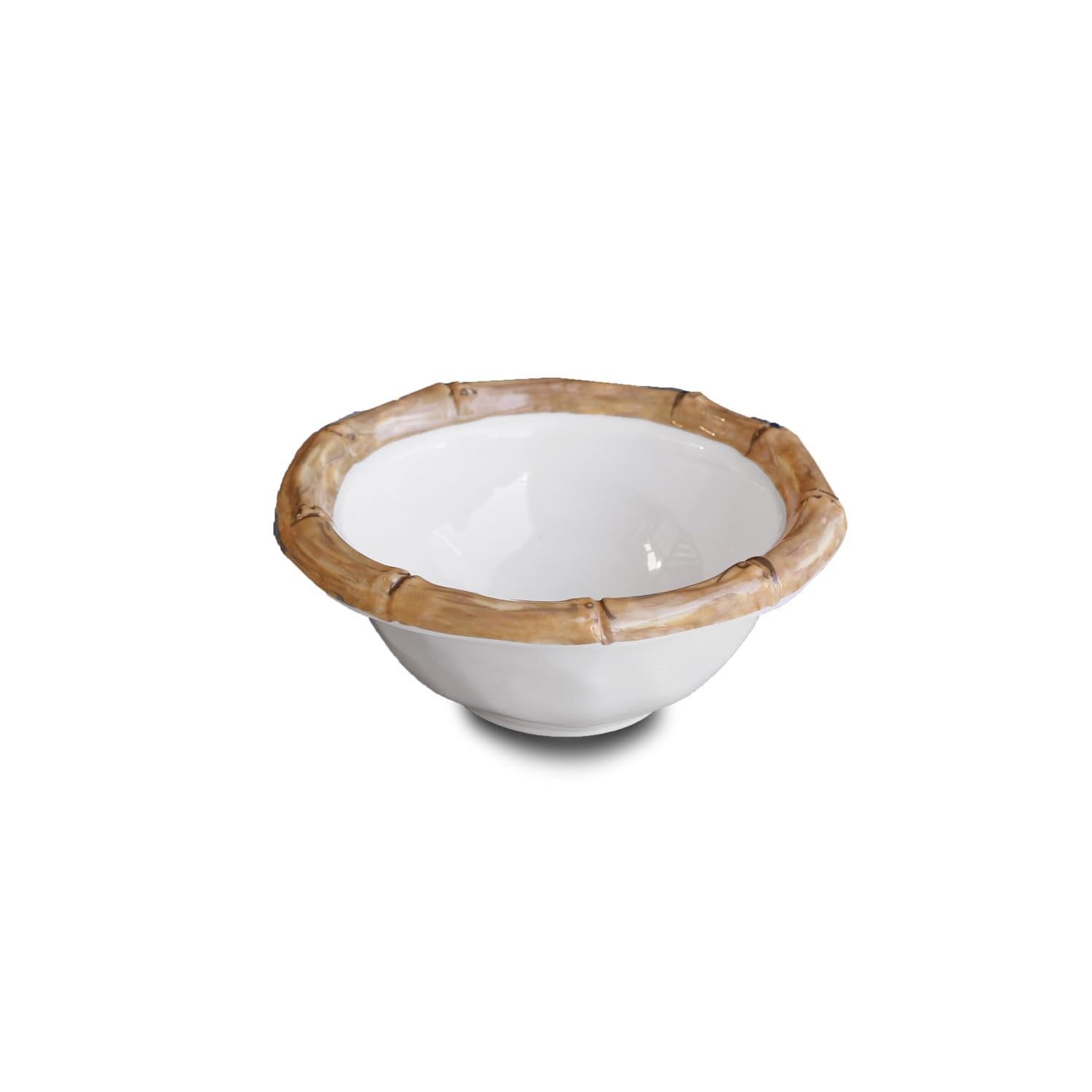Beatriz Ball VIDA Bamboo white natural mini dip bowl close-up bamboo rim detail