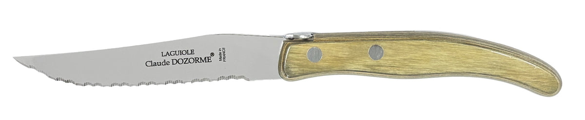 Claude Dozorme Steak Knives Set-6 Berlingot Everwood Mixed Colors Handles and Satinless Steel Blades