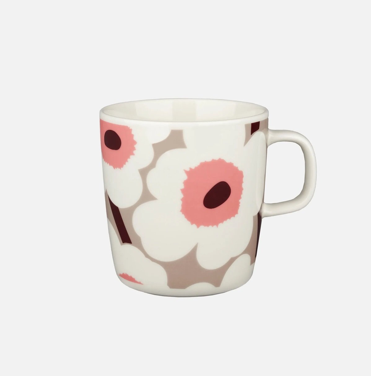 Unikko Oiva Stoneware Large Flower Mug | White & Cream (13.5 fl oz)