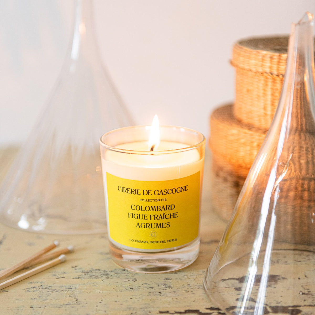 Cirerie de Gascogne Scented Candle, Colombard Fresh-Fig Citrus Blend, Scent Long Lasting Home Fragrance