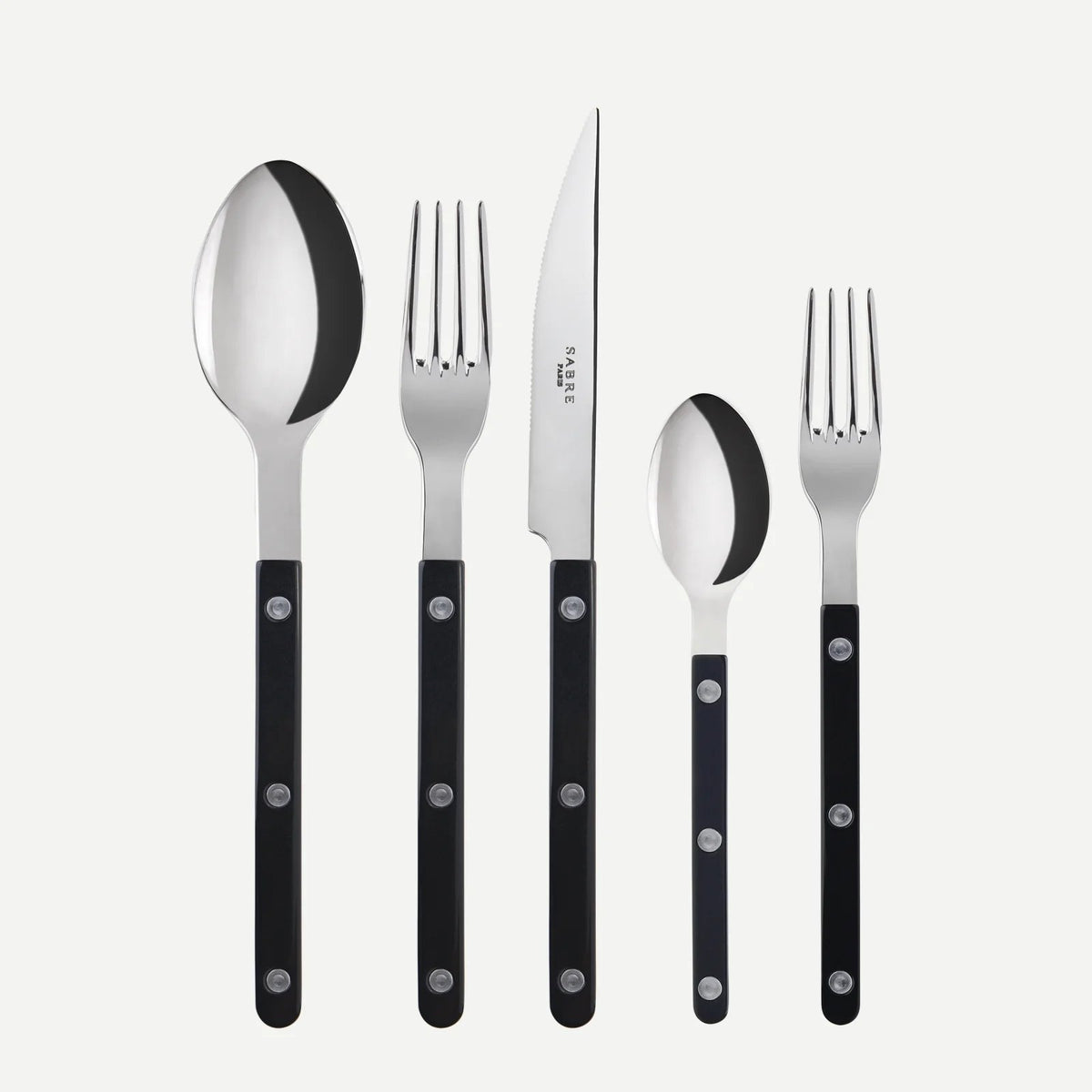 Bistrot Flatware Set 5 Piece Place Setting | Service for 4 (20 Pieces) | Shiny Black