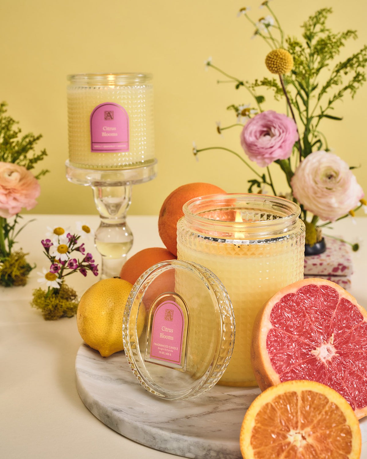 Aromatique Citrus Blooms Scented Foundry Candle 10oz Glass Vessel with Lid