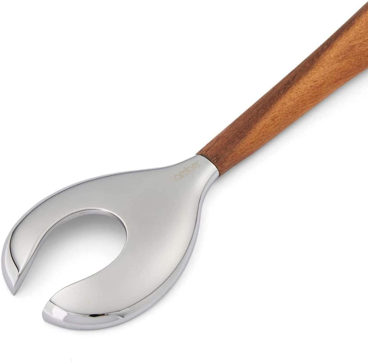 Nambé Curvo Serving Fork | Stainless Steel & Acacia Wood | 13"L