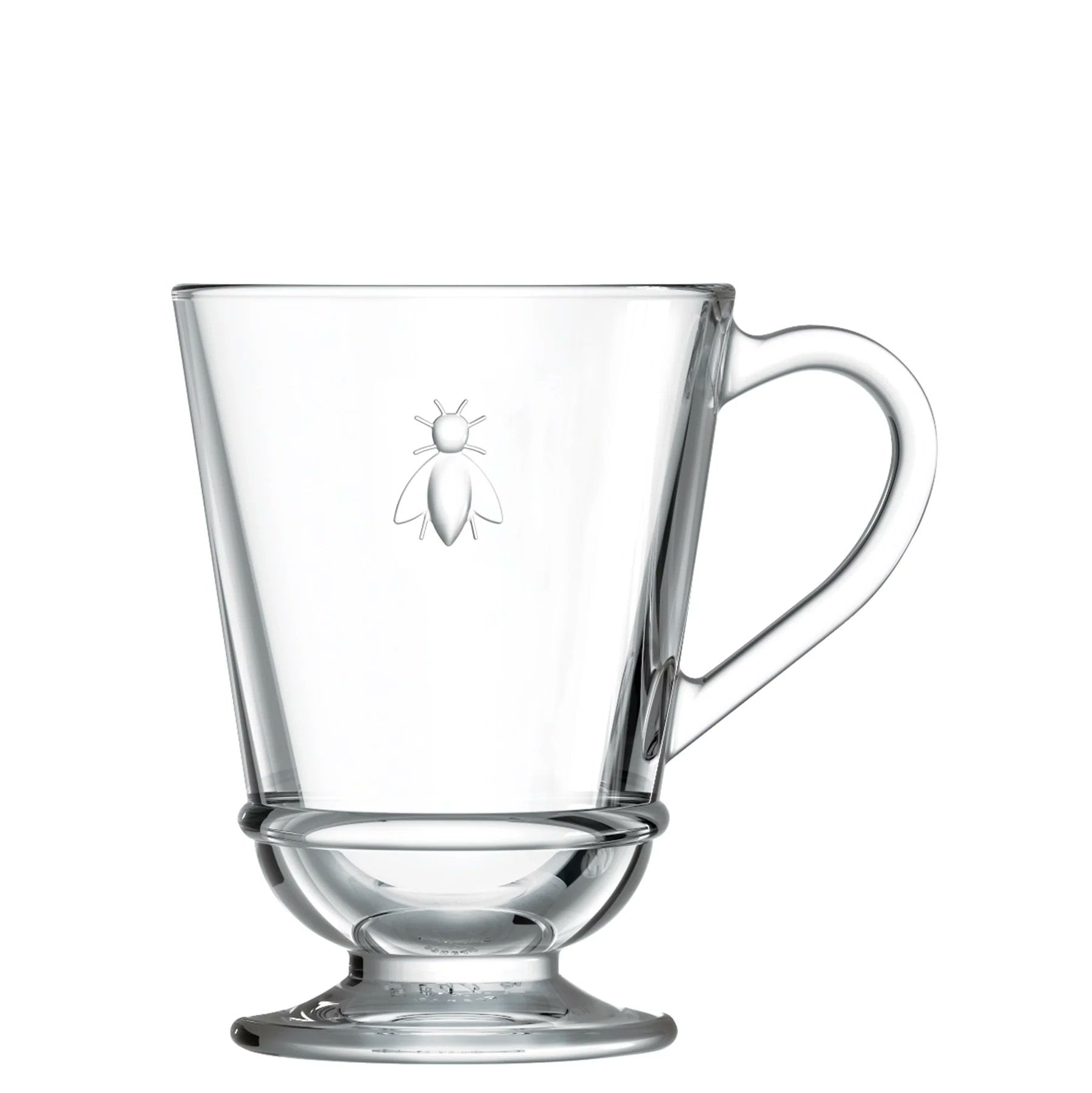 La Rochère Bee coffee mugs embossed glass set of 6