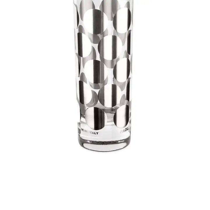 Egizia, Shot Glasses "Punto-Argento" Set-6 Decorated Hand Made Silk-Screen Silver