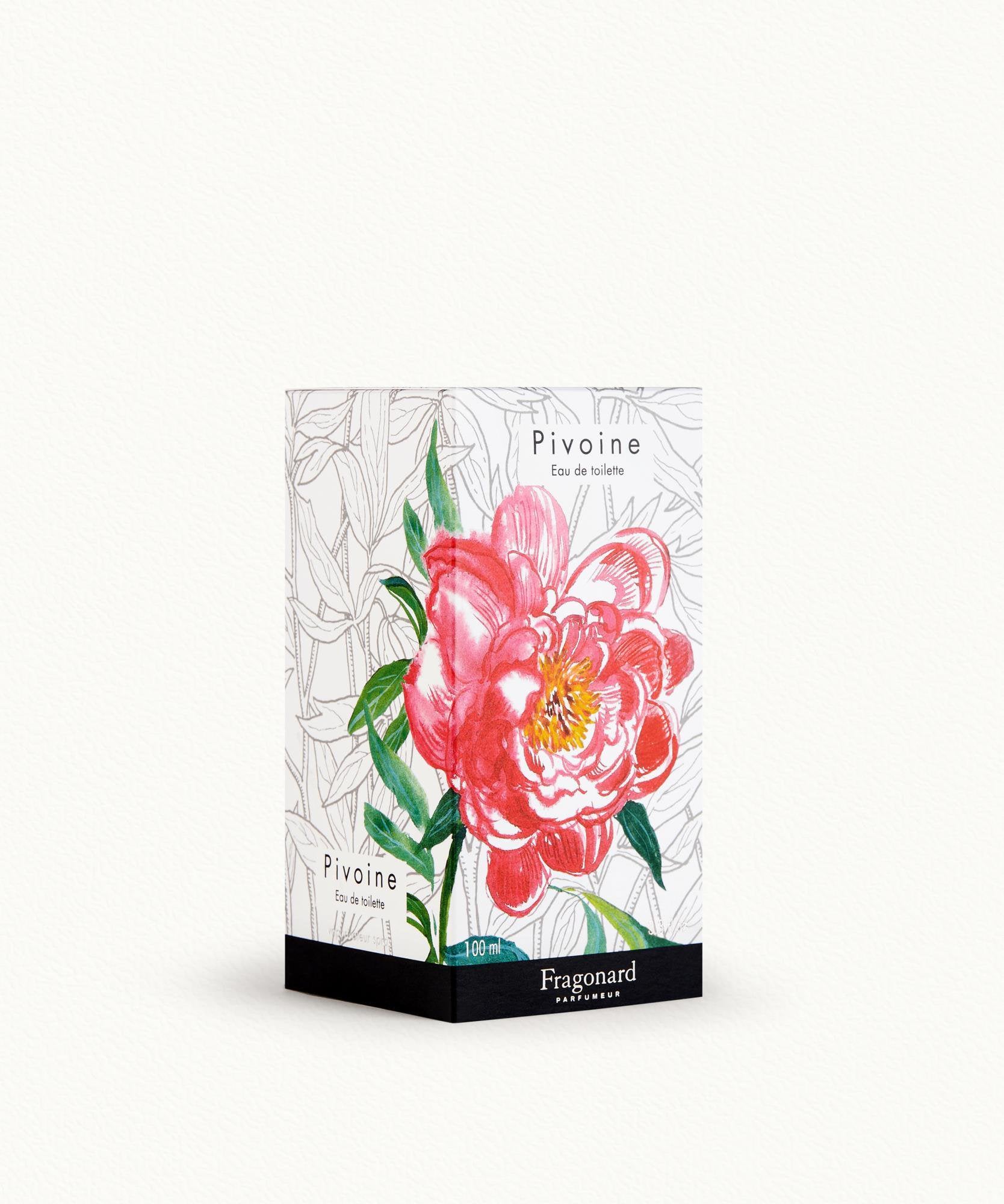 Fragonard Pivoine 100ml Eau de Toilette flat lay peony redcurrant iris amber