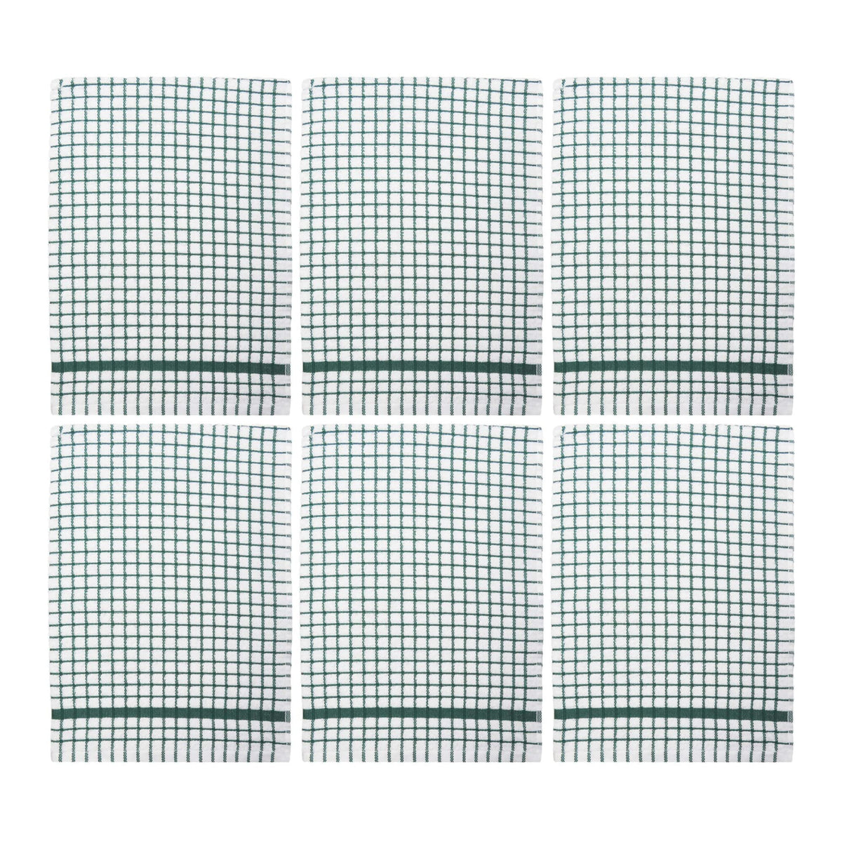Poli-Dri Cotton Tea Towel Kitchen Linens Hunter Green 6-Pack White/Green by Samuel Lamont