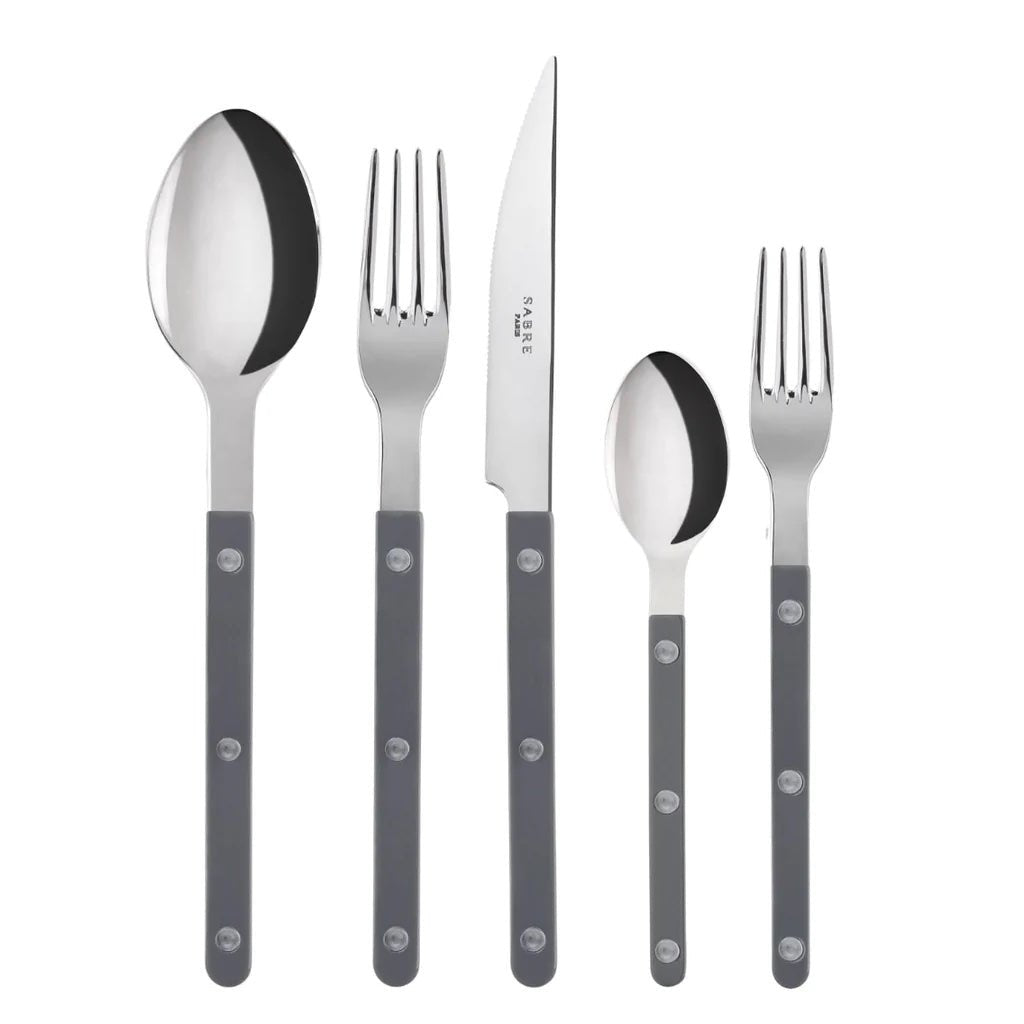 Sabre Bistrot Riveted Handle Flatware Set Shiny Grey