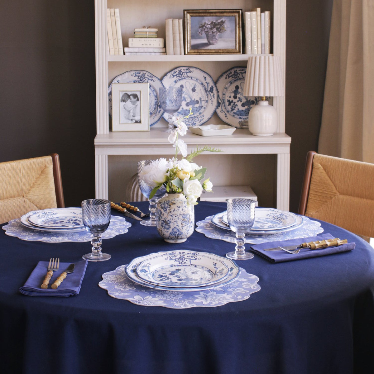 Beatriz Ball Vida Faenza 9" Salad Plate Set of 4 Melamine (White and Blue)