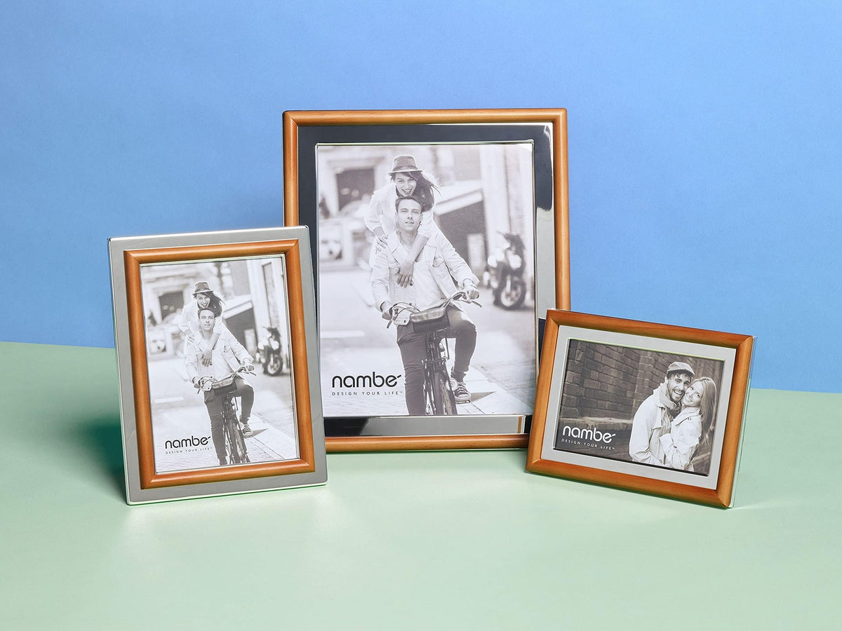 Nambé Hayden Picture Frame  | Silver Plate & Acacia Wood | 4x6
