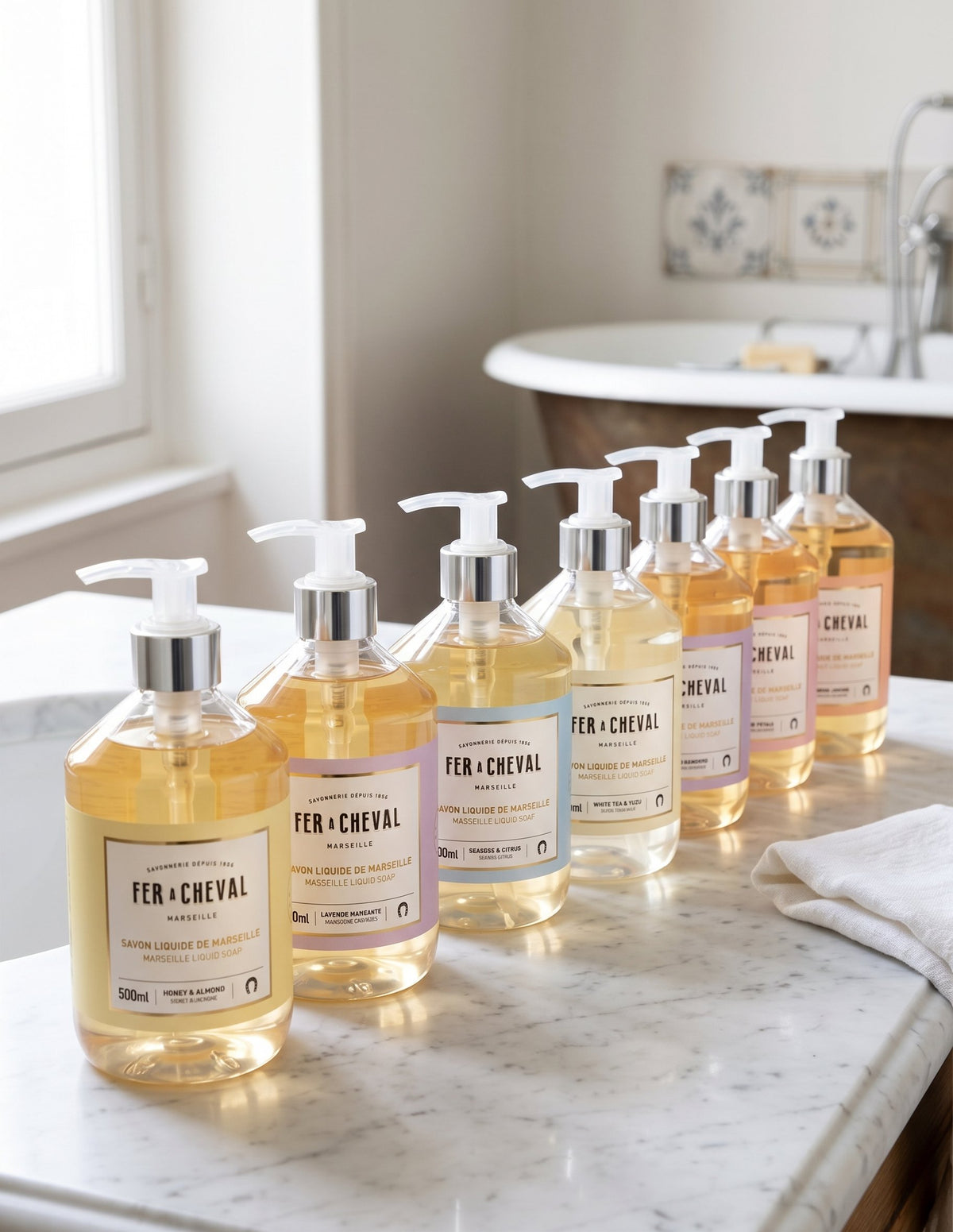 Fer a Cheval Marseille Liquid Soap 500ml Eight Scents Sweet Almond Coco Oil France