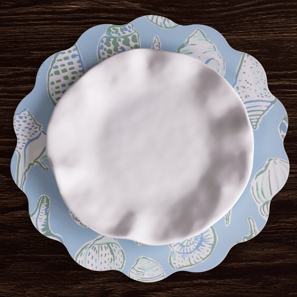 VIDA Shells & Scallops Round Placemats Reversible | Set of 4