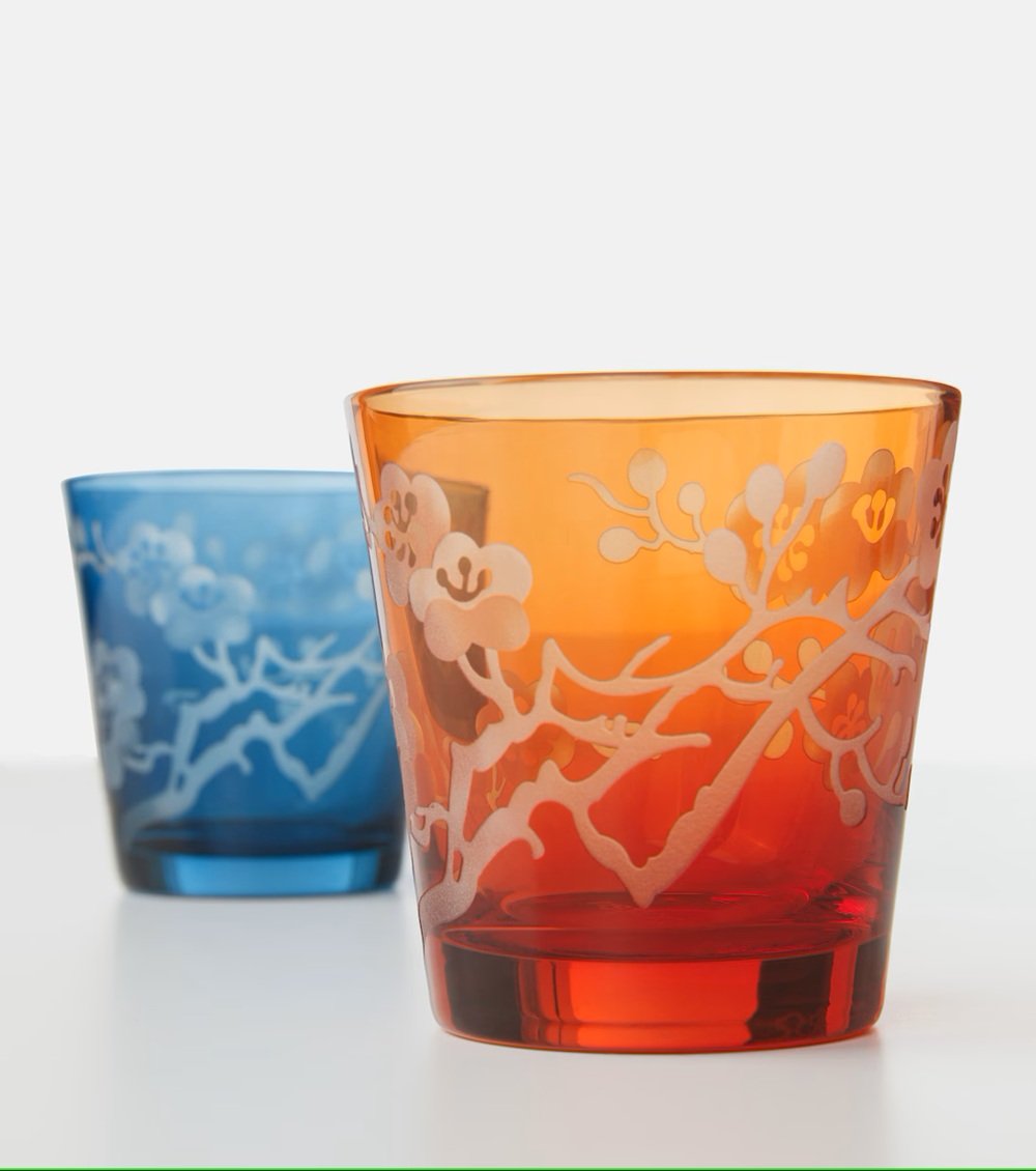 Pols Potten Blossom Collection – Elegant Multicolor Sandblasted Glass Set