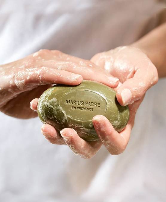 Marius Fabre Soap lathering in hand