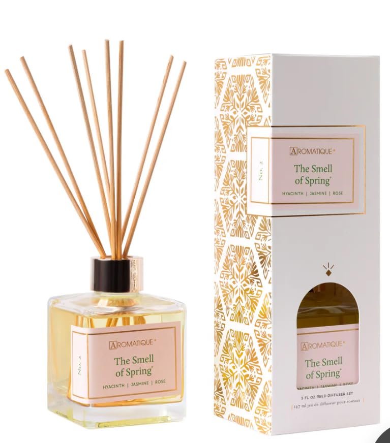 Aromatique Reed Diffuser Set - Pumpkin Spice Notes of Maple, Pumpkin, Cinnamon, Clove, Nutmeg, Cherry, Balsam Aromatherapy Scented Air Freshener Deodorizer Oil Fragrance Living Room Home Decor Gifts