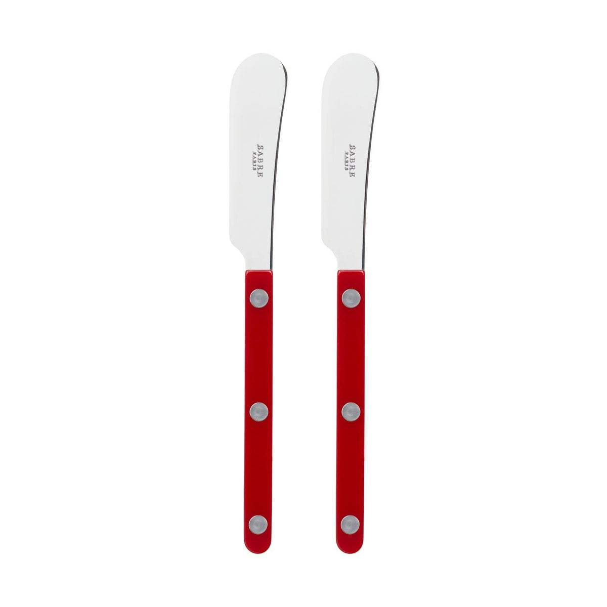 Sabre Paris - Set of 2 Spreader Knives 5.5 inches - Bistrot Collection - Perfect for Butter, Tapenades, Spreads - Stainless Steel & Nylon - Dishwasher Safe