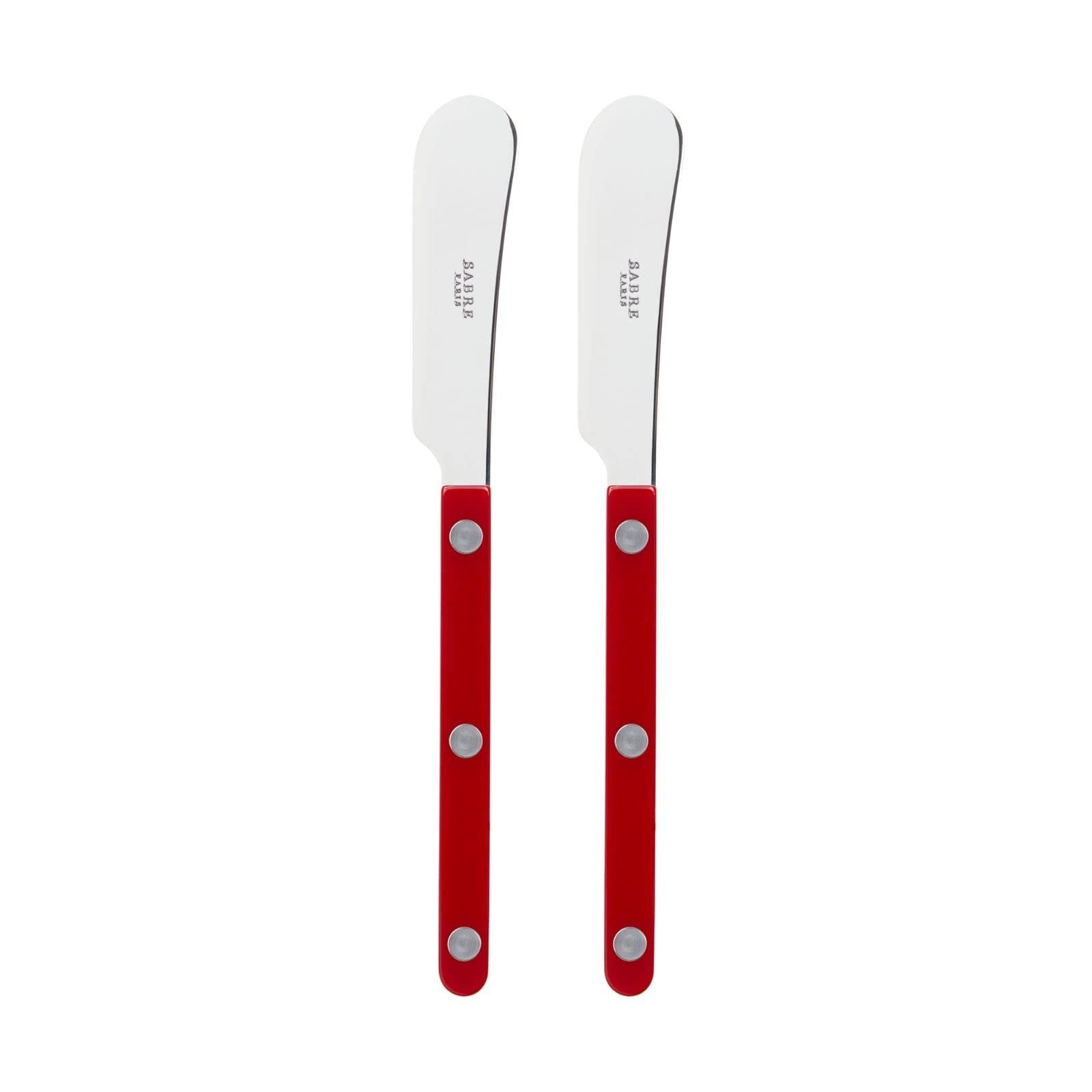 Sabre Paris - Set of 2 Spreader Knives 5.5 inches - Bistrot Collection - Perfect for Butter, Tapenades, Spreads - Stainless Steel & Nylon - Dishwasher Safe