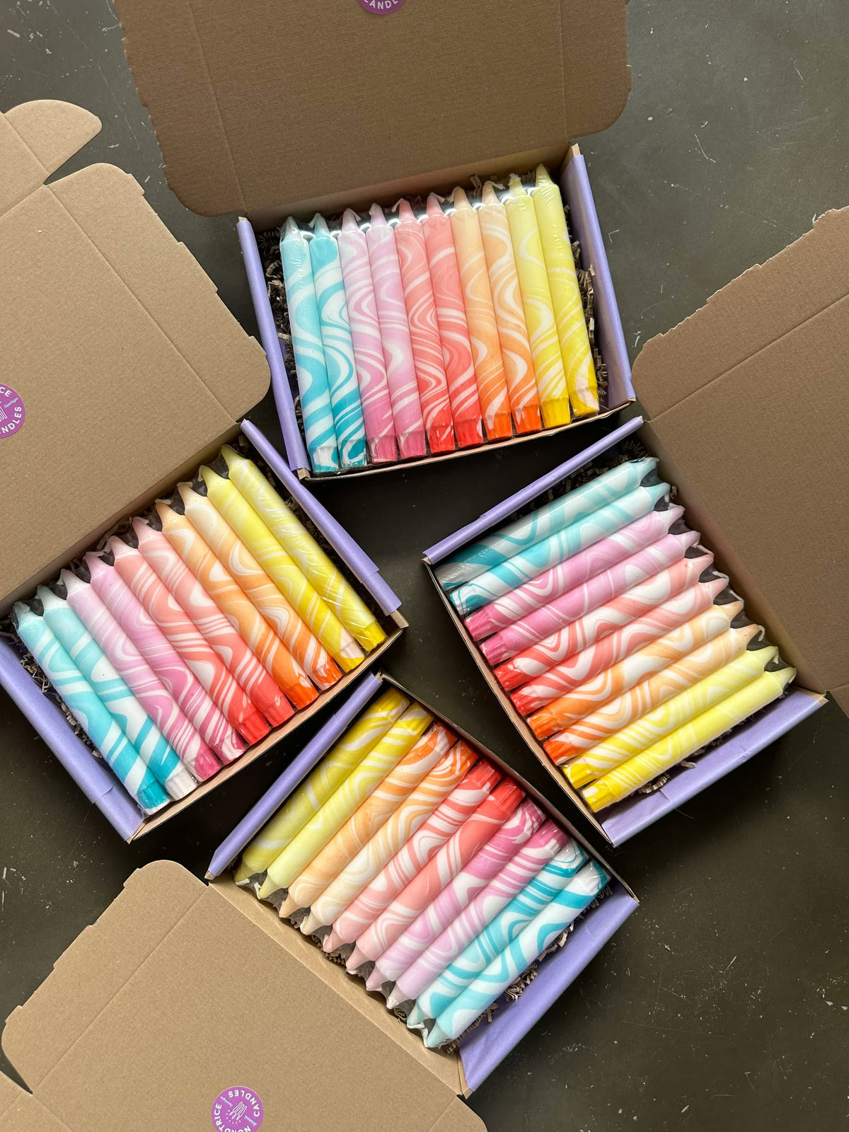 Nordtrice handmade marble dinner candles 10-pack made in Denmark