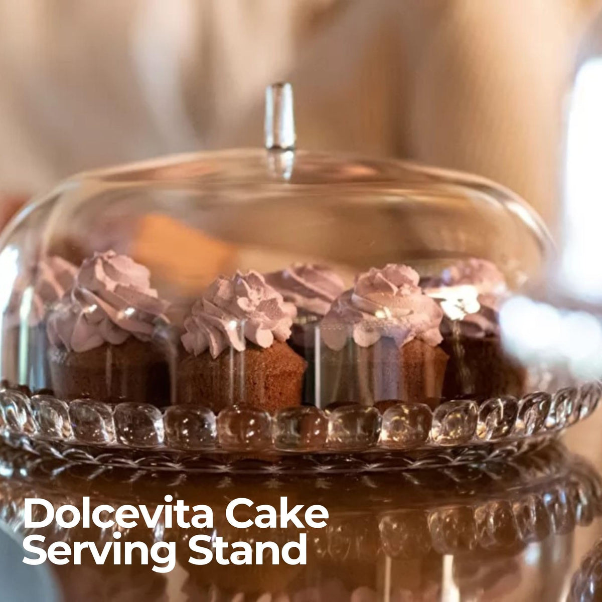 Guzzini Dolcevita Cake Stand (12") Mother of Pearl 100% Recycled Plastic Unbreakable Reusable BPA-Free
