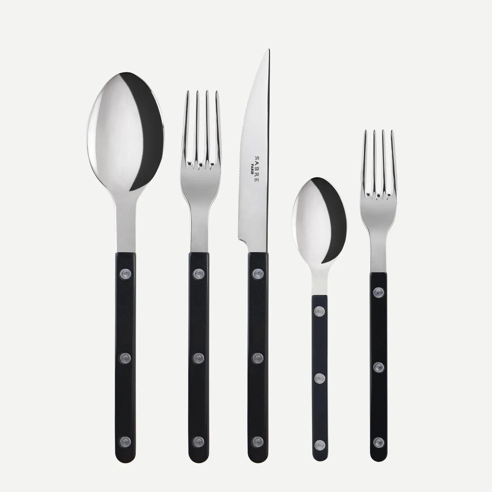 Sabre Bistrot Riveted Handle Flatware Shiny Black
