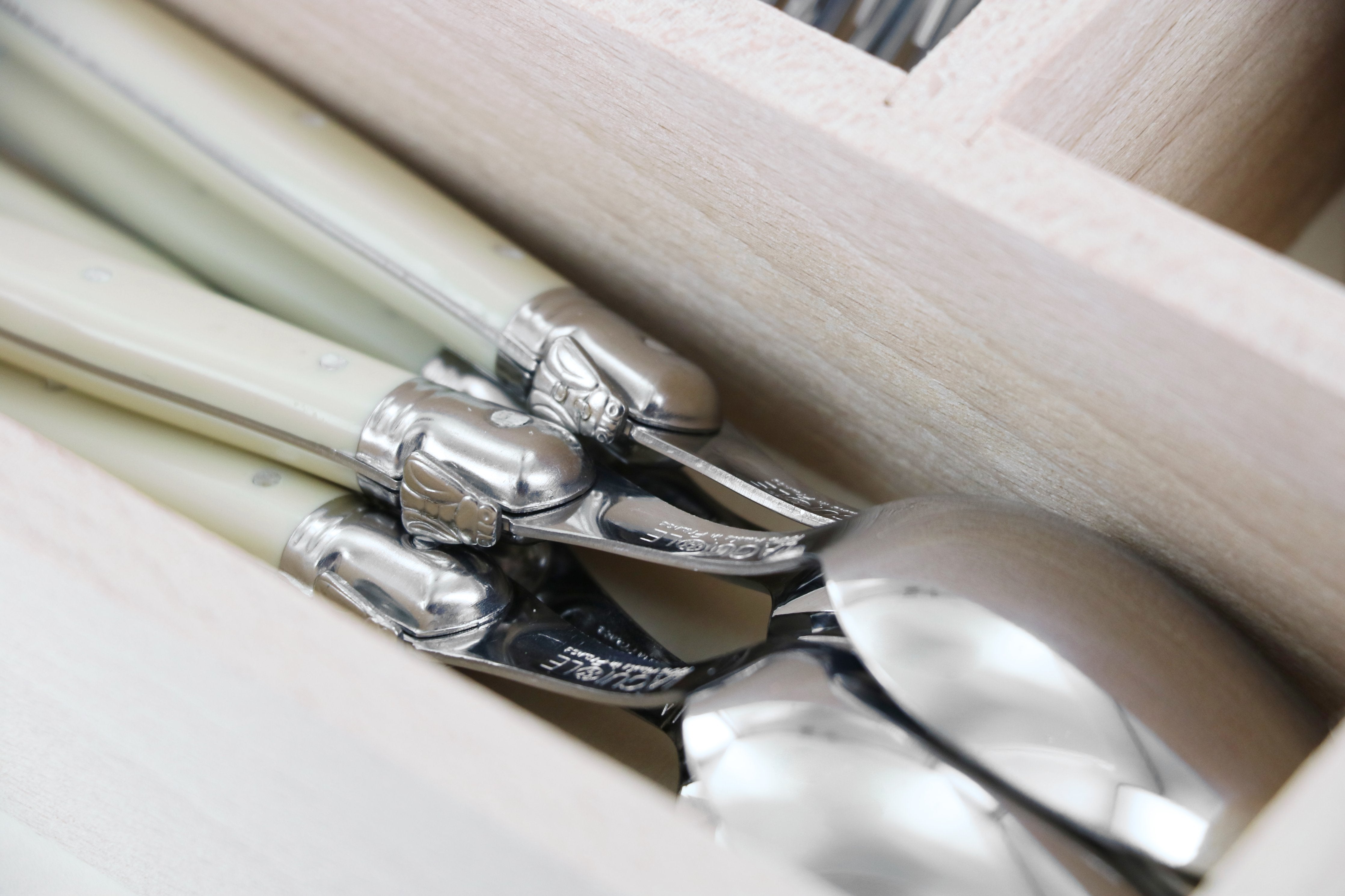 André Verdier Laguiole Debutant Flatware | Ivory Handle | 24pc | 6 Settings