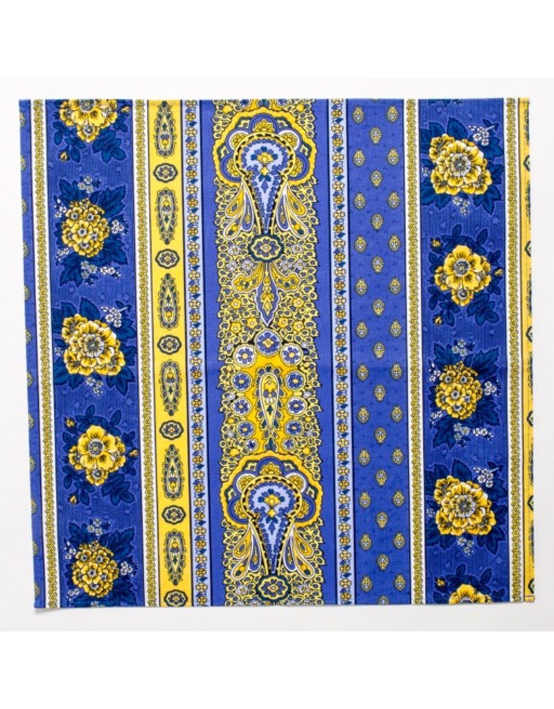 Rectangular Tablecloth Bastide Lavande Blue 59" x 118" Cotton Coated French Oilcloth Tablecloth, Easy-Care Spill Resistant Wipeable, Blue Yellow by Tissus Toselli Home Decor