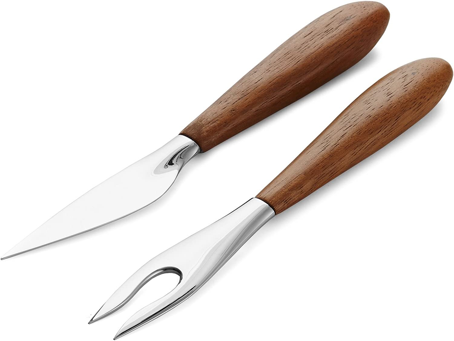 Nambe Curvo Collection | Made of Stainless Steel and Acacia Wood | Designed by Steve Cozzolino