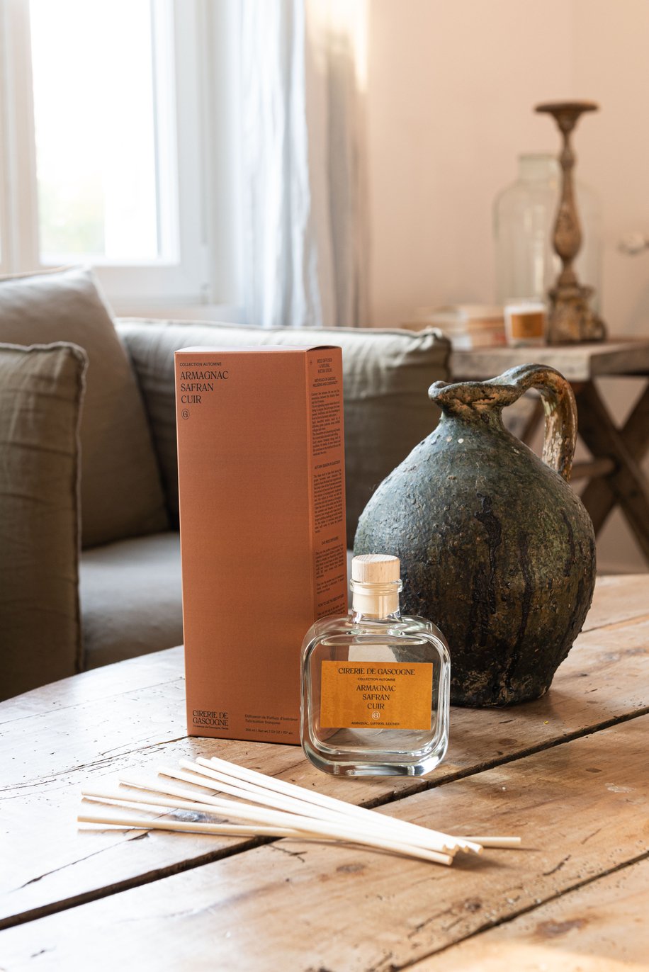 Cirerie de Gascogne Reed Diffuser, Armagnac Saffron Leather - Long Lasting Home Fragrance 200ml