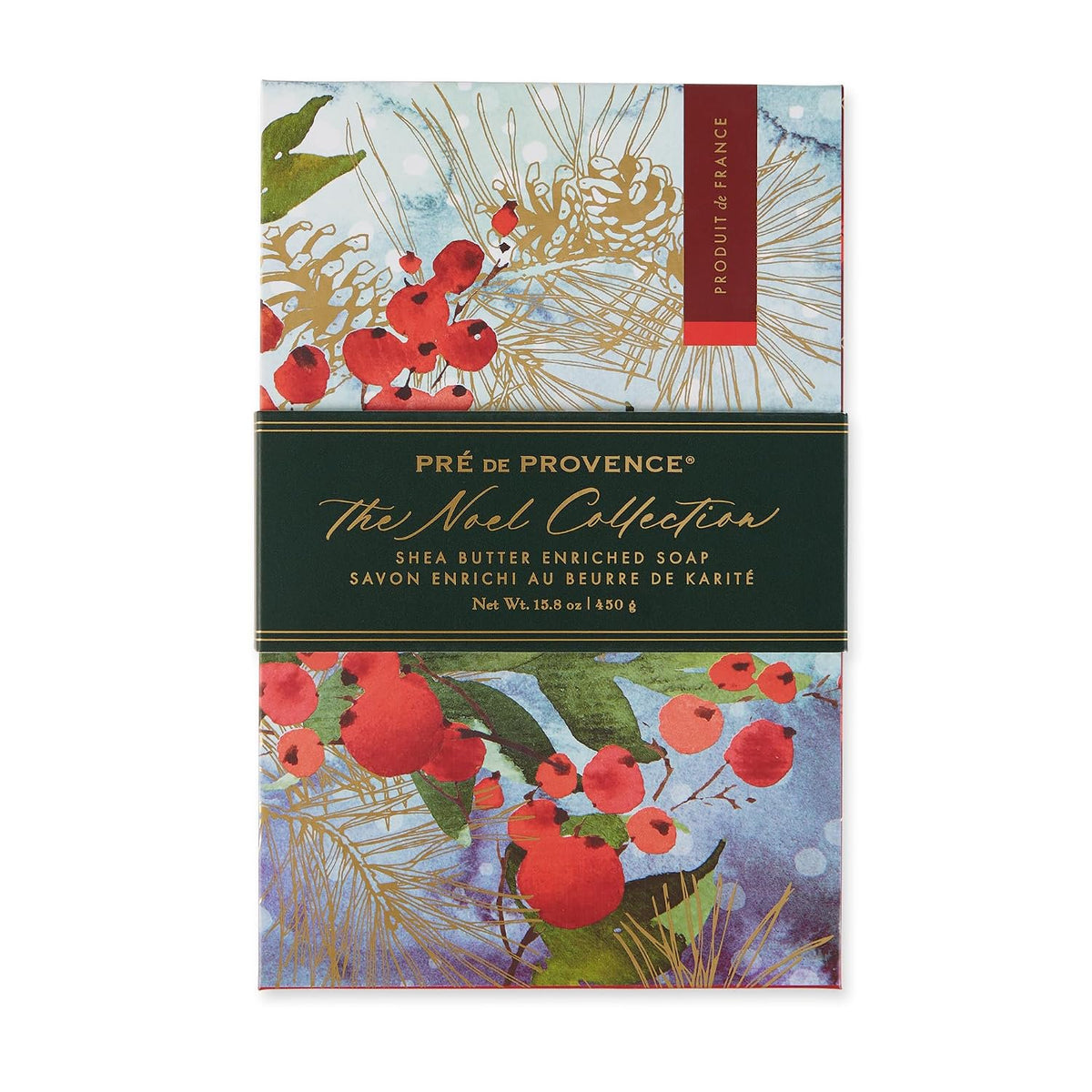 Pre de Provence Noel Collection shea butter soap gift set 3x150g Noble Fir Sugared Ginger Spiced Rum France
