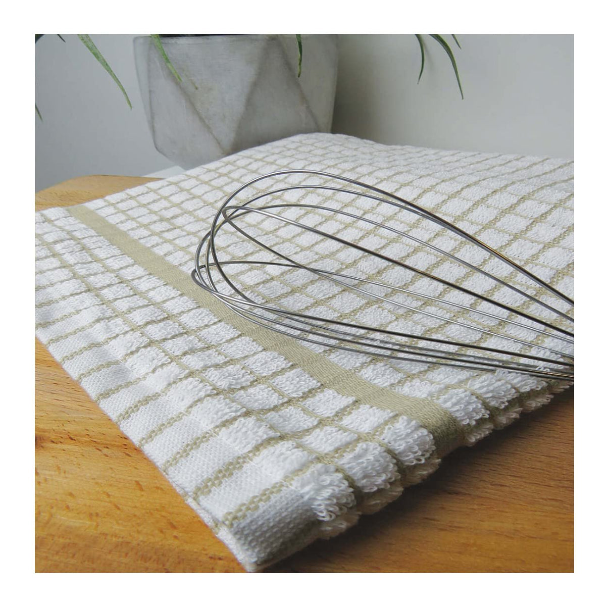 Poli-Dri Cotton Tea Towel Kitchen Linens 6-Pack White/Beige by Samuel Lamont