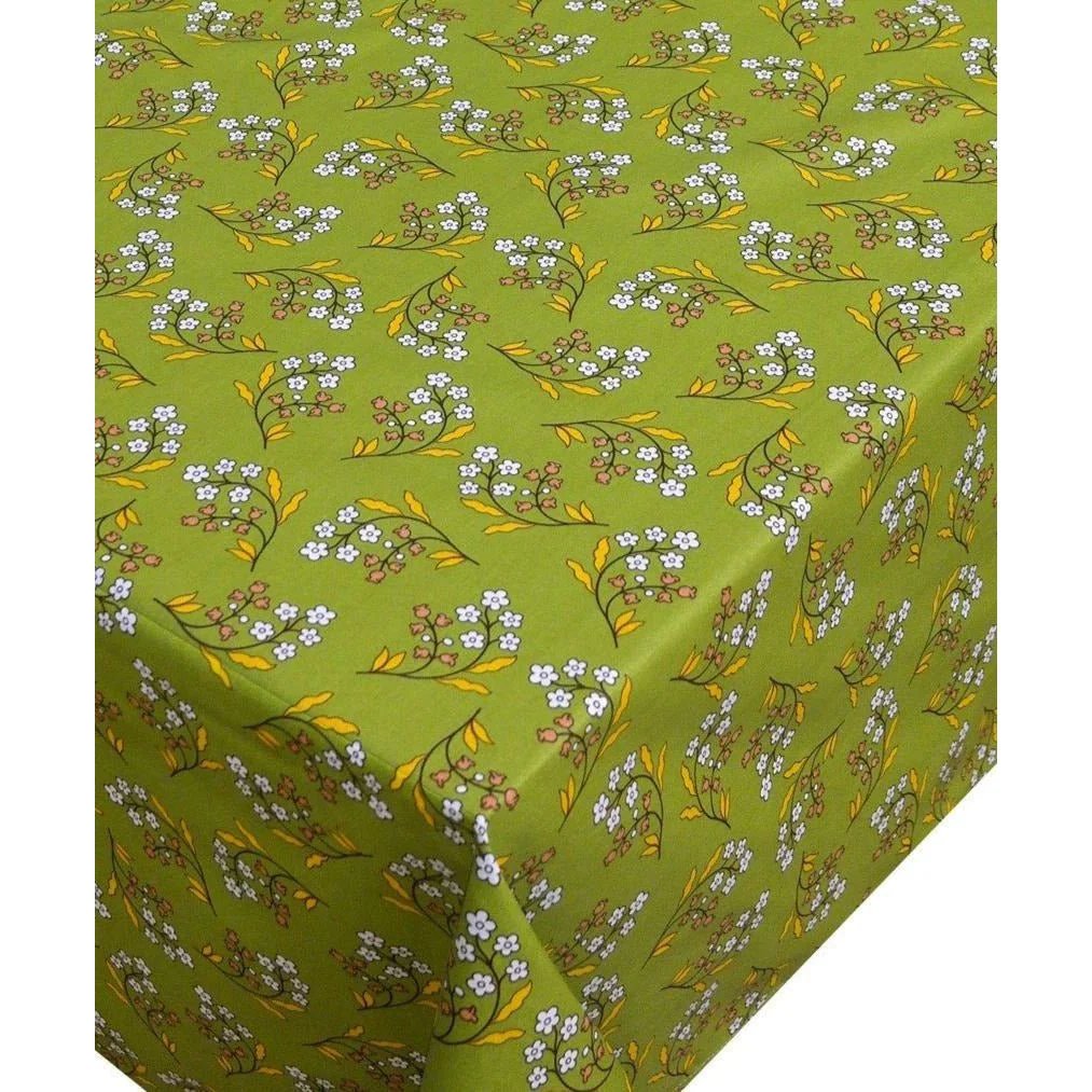 Le Cluny Petite Fleur Green Provencal Rectangular Tablecloth 