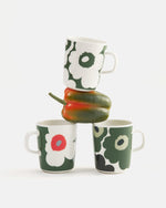 Unikko Oiva Stoneware Large Flower Mug | Green & White (60th Anniversary)
