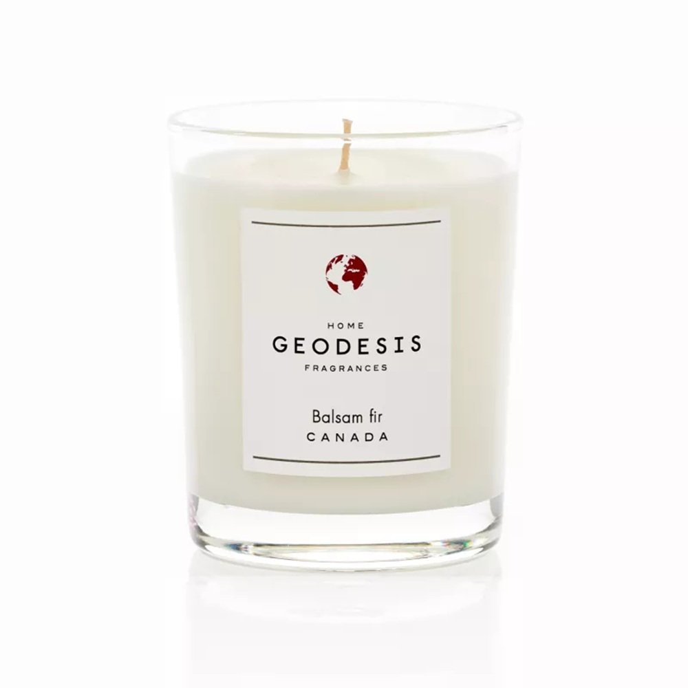Geodesis scented candle in minimalist glass vessel – hand-poured natural wax