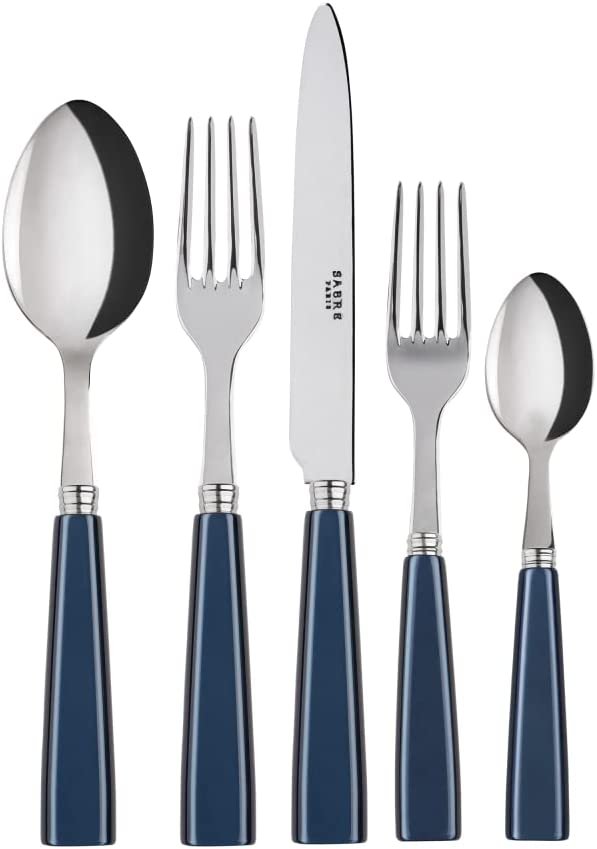 Sabre Natura Icone Flatware 5 Piece Place Setting | Steel blue